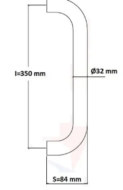 Poignée de tirage Diamètre 32 mm - Entraxe350 mm - INOX 304 Laqué RAL 9005 Noir Mat-Hardwarexchange