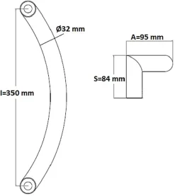 Poignée de tirage Diamètre 32 mm - Entraxe350 mm - INOX 304 Laqué RAL 9005 Noir Mat-Hardwarexchange Discount
