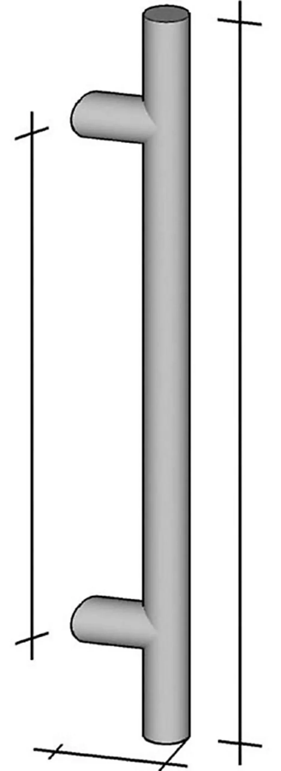 Poignée de tirage Diamètre 30 mm - Entraxe300 - S80 - A70 - L450 mm - inclinée 45 - INOX 304 poli-Hardwarexchange Best