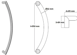 Poignée de tirage Diamètre 32 mm - Entraxe350 mm - INOX 304 satiné-Hardwarexchange Discount