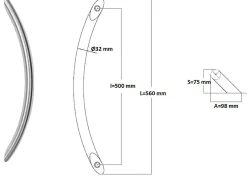 Poignée de tirage Diamètre 32 mm - Entraxe500 mm - INOX 304 poli-Hardwarexchange Sale