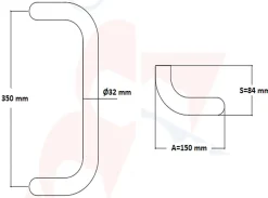 Hardwarexchange Poignée de tirage Diamètre 32 mm - Entraxe350 mm - INOX 304 Laqué RAL 9005 Noir Mat