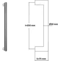 Poignée de tirage Diamètre 30 mm - Entraxe350 mm - INOX 304 Laqué RAL 9005 Noir Mat-Hardwarexchange Hot
