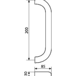 Vachette Poignée de tirage droite argent - Diamètre 30 x 230 mm - PG 3000 -