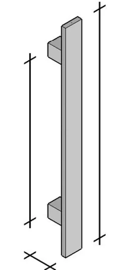 Hardwarexchange Poignée de tirage Rectangle 40x10 mm - Entraxe350 - S55 - L500 mm - INOX 304 poli