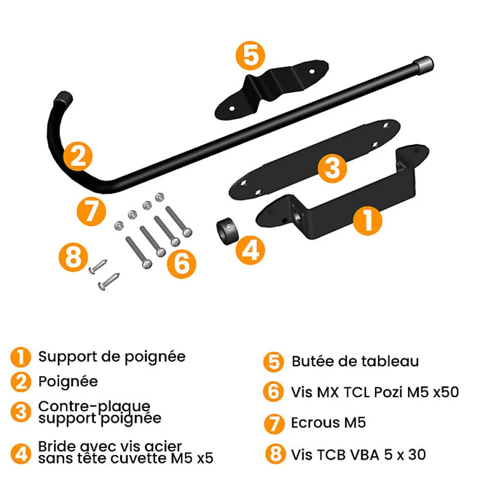 Poignée et Arrêt, Bloc Boy, Noir, Aluminium, pour Volet Battant, Farbication Française-Torbel Discount