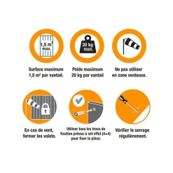 Poignée et Arrêt, Bloc Boy, Noir, Aluminium, pour Volet Battant, Farbication Française-Torbel Discount