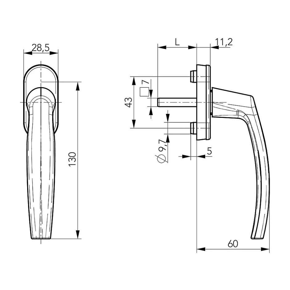 Acbat Poignée PVC blanc pour fenêtre L.118 mm vendue par 3 pièces
