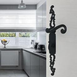 Poignées de porte fer forgé COQ noir 330X36 mm à condamnation-Secury-T New