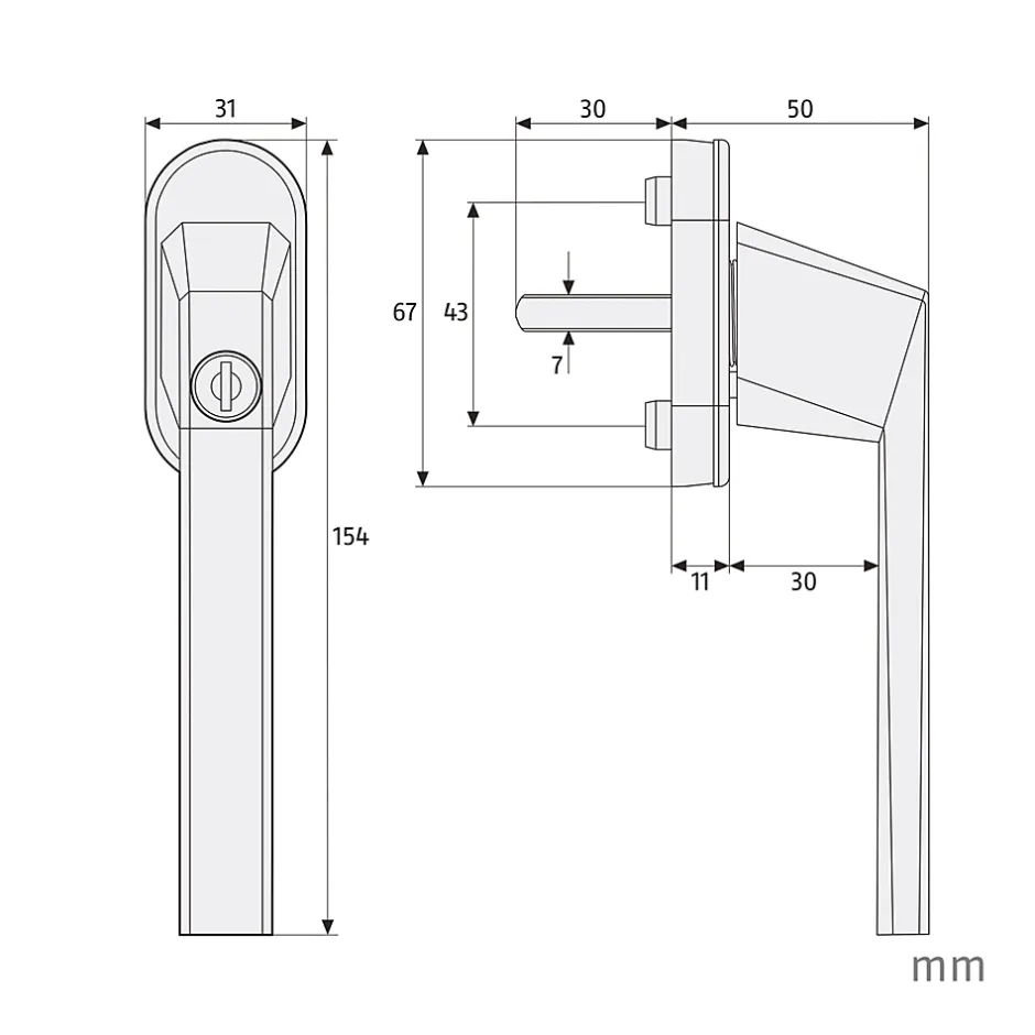 Poingée de fenêtre à clé blanche-Abus Online