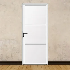 Porte battante blanche H 2040 x L 830 mm - 3 verres opales horizontaux + béquille noire-MySystem Online