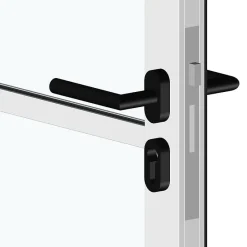 Porte battante blanche H 2040 x L 830 mm - 3 verres opales horizontaux + béquille noire-MySystem Online