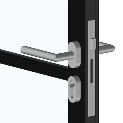 Porte battante noire H 2040 x L 830 mm - 3 verres opales horizontaux + béquille inox-MySystem New