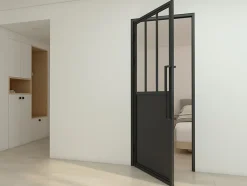 Schulte Porte complète Intérieure en verre avec cadre - 93x204 - Noir - Transparent - Atelier - gauche