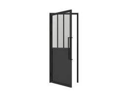 Schulte Porte complète Intérieure en verre avec cadre - 93x204 - Noir - Transparent - Atelier - gauche
