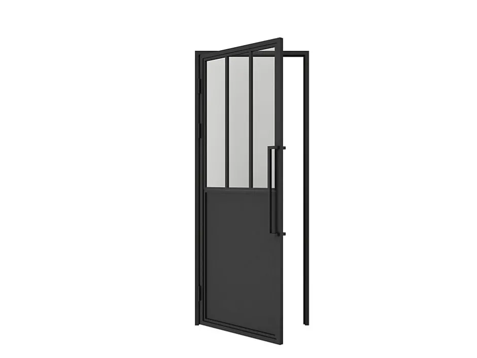 Schulte Porte complète Intérieure en verre avec cadre - 93x204 - Noir - Transparent - Atelier - gauche