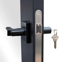 Porte complète Intérieure en verre avec cadre - Serrure- 71x197 - Noir - Transparent - 3 Vitrages - droit-Schulte Outlet