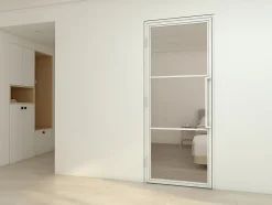 Schulte Porte complète intérieure en verre avec cadre 83x211cm - transparent - blanc mat - gauche