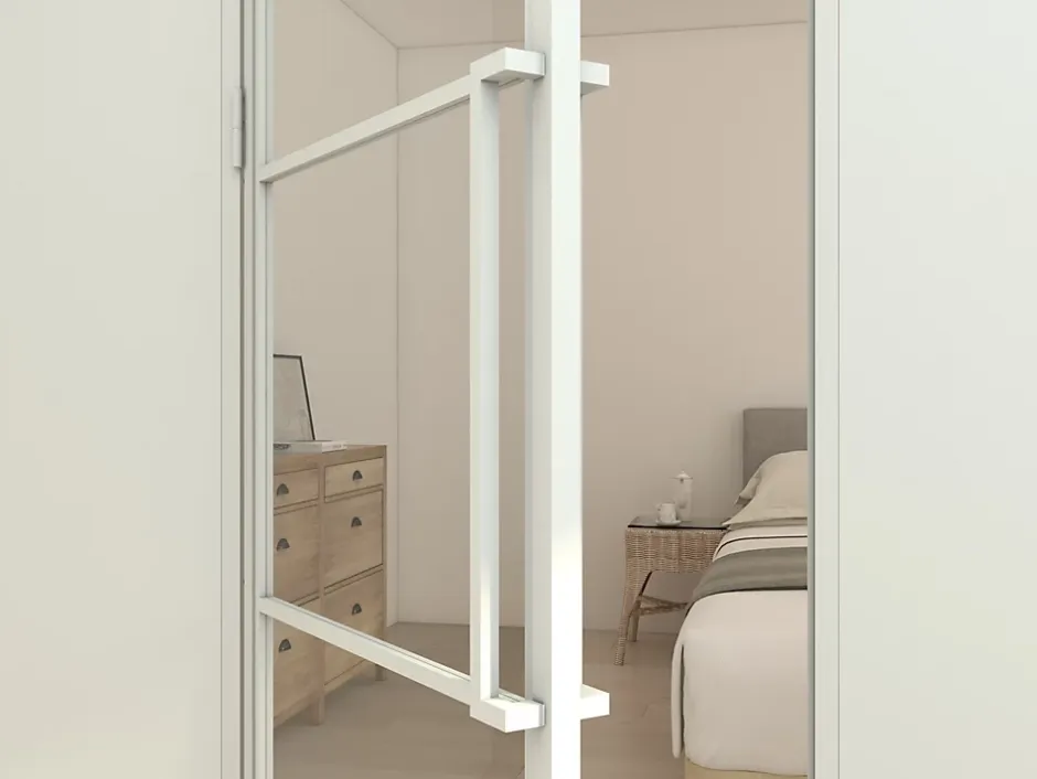 Schulte Porte complète intérieure en verre avec cadre 83x211cm - transparent - blanc mat - gauche