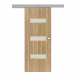 Reivilo Porte coulissante applique April 83 cm avec crochet cylindre rond chromé