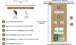 Reivilo Porte coulissante applique April 83 cm avec crochet cylindre rond chromé