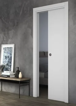 Porte coulissante Arithmos laqué blanc H.204 x l.73 cm