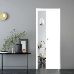 Porte coulissante Arithmos laqué blanc H.204 x l.83 cm