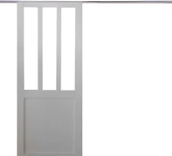 Porte Coulissante Atelier Blanc H204 X L93, Rail Alu-Gd Menuiseries Hot