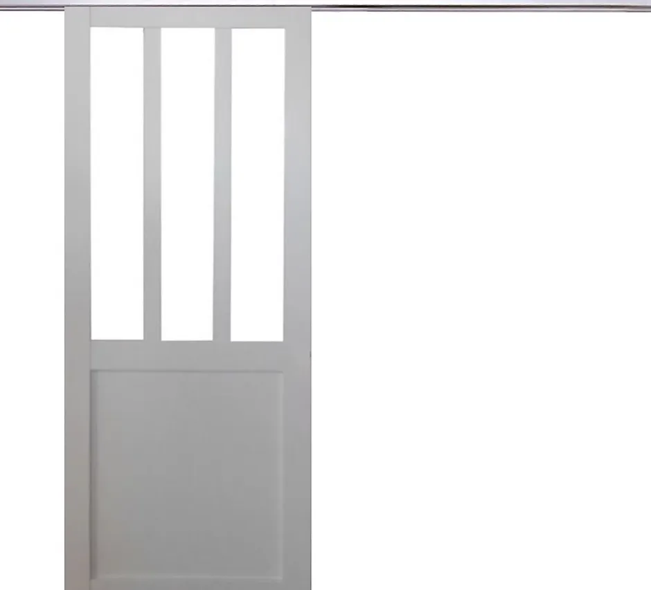 Porte Coulissante Atelier Blanc H204 X L93, Rail Alu-Gd Menuiseries Hot