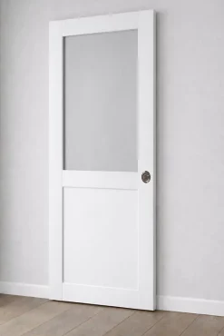 Gd Menuiseries Porte Coulissante Atelier Blanc H204 X L83 Sans Meneau, Serrure Condamnation