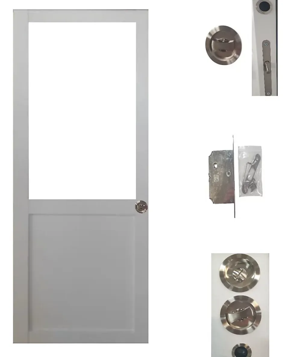 Gd Menuiseries Porte Coulissante Atelier Blanc H204 X L83 Sans Meneau, Serrure Condamnation