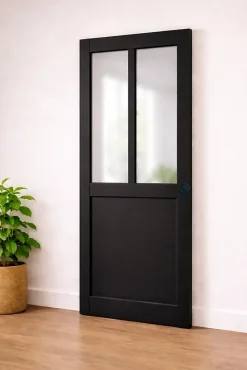 Gd Menuiseries Porte Coulissante Atelier Noir H204 X L63, Coquilles Noir