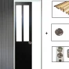 Gd Menuiseries Porte Coulissante Atelier Noir H204 X L93, Galandage, Kit De Finition