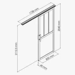 Coulicool Porte Coulissante avec Rail - Atelier Blanche 83 cm - Sans poignée