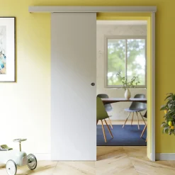 Coulicool Porte Coulissante avec Rail - Prépeinte Plane 63 cm - Avec butée