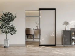 Porte coulissante avec rail invisible - aluminium et verre trempé dépoli - 93 x 210 cm - TORIPA-Vente-unique Best