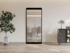 Porte coulissante avec rail invisible - aluminium et verre trempé dépoli - 93 x 210 cm - TORIPA-Vente-unique Best