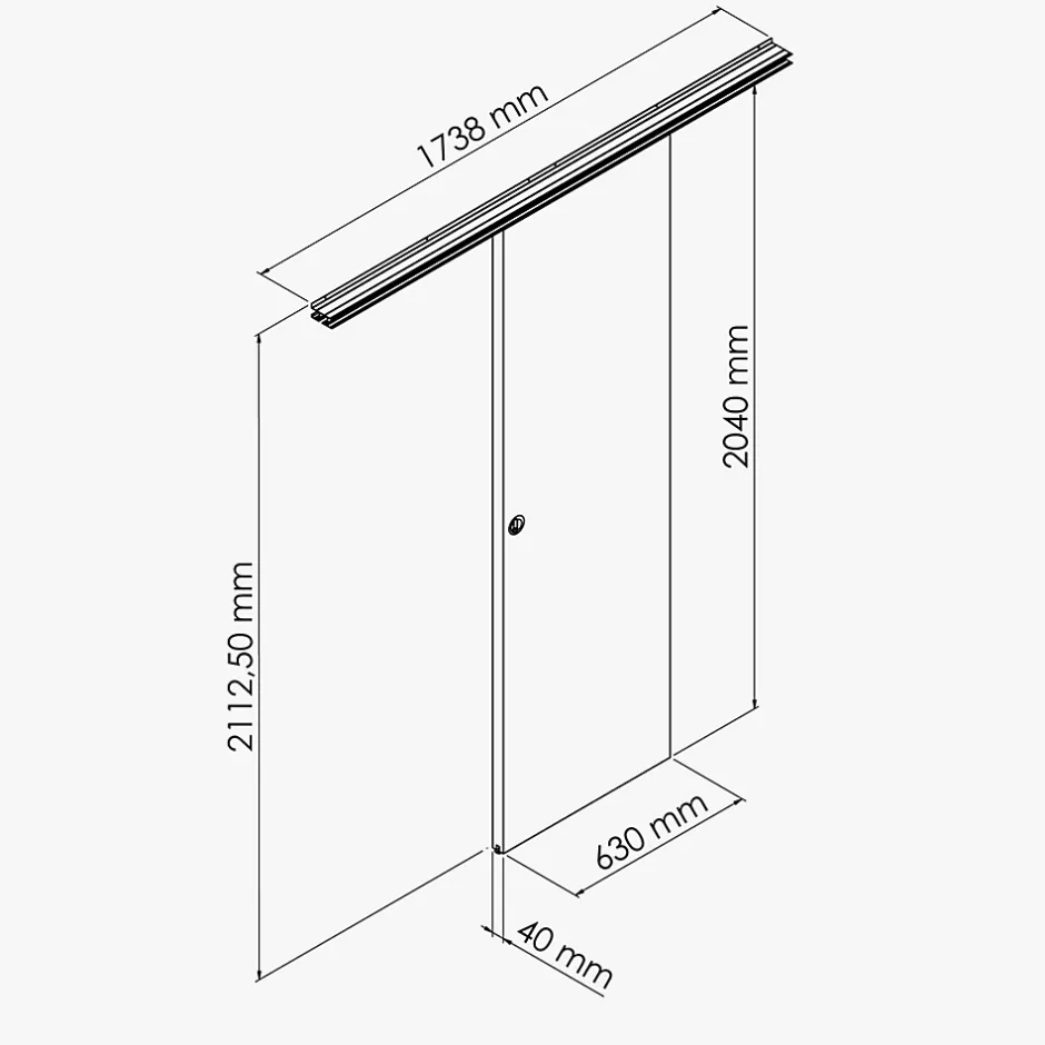Coulicool Porte Coulissante avec Rail + Serrure - Prépeinte Plane 63 cm