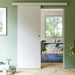 Coulicool Porte Coulissante avec Rail - Prépeinte Ligne 73 cm - Sans butée