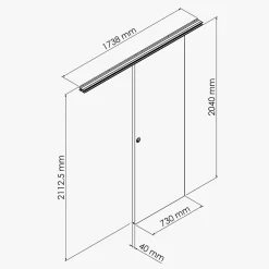 Coulicool Porte Coulissante avec Rail - Prépeinte Ligne 73 cm - Sans butée