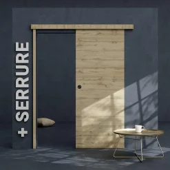 Coulicool Porte Coulissante avec Rail + Serrure - Tokyo 83 cm