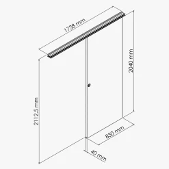Coulicool Porte Coulissante avec Rail - Denver 83 cm - Avec butée
