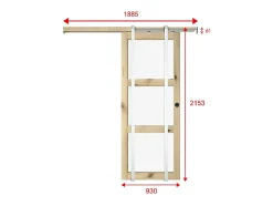 Porte coulissante avec système à galandage en bois et verre trempé - 3 fenêtres - H205 x L93 cm - ACOSTA II-Vente-unique Best