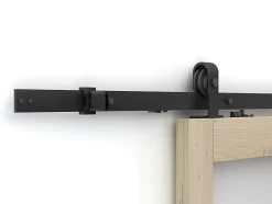 Porte coulissante avec système en applique en bois et verre trempé dépoli - 3 fenêtres - H205 x L63 cm - ACOSTA II-Vente-unique Sale