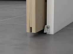 Porte coulissante avec système à galandage en bois et verre trempé dépoli - 3 fenêtres - H205 x L63 cm - ACOSTA II-Vente-unique Discount