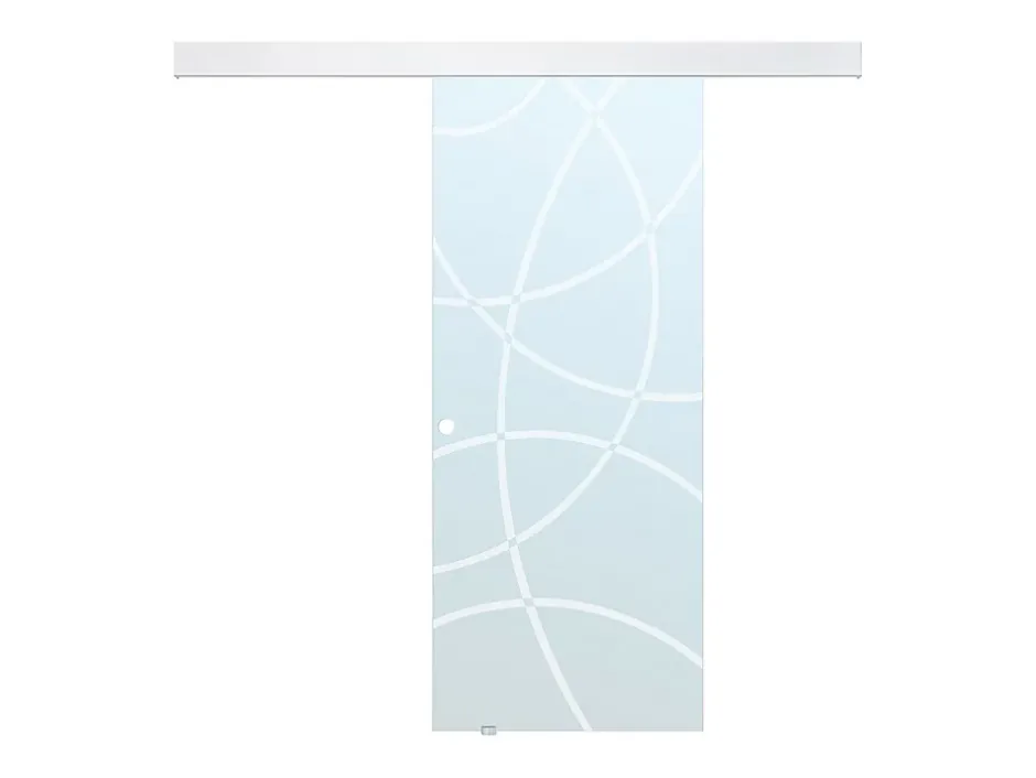 Vente-unique Porte coulissante avec système en applique H205 x L83 cm - Verre trempé dépoli - HEIDI