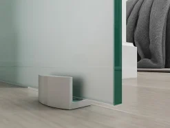 Vente-unique Porte coulissante avec système en applique H205 x L83 cm - Verre trempé dépoli - HEIDI