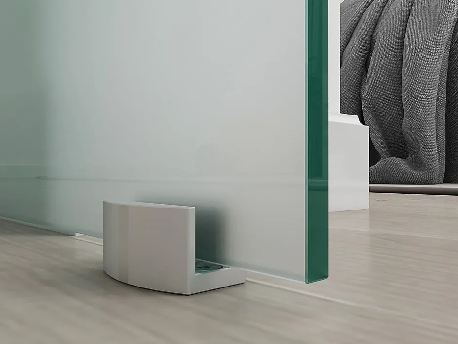 Vente-unique Porte coulissante avec système en applique H205 x L83 cm - Verre trempé dépoli - HEIDI