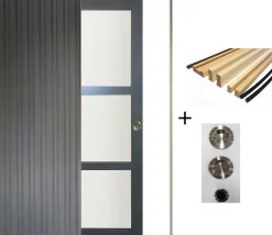 Porte Coulissante Blakeria Ral7016 Vitrée H204 X L83, Galandage, Kit Finition-Gd Menuiseries Online