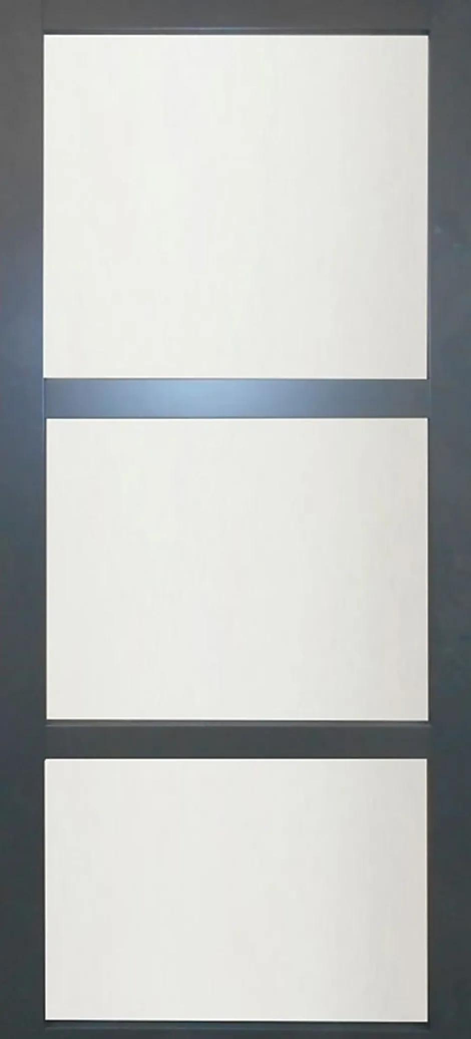 Gd Menuiseries Porte Coulissante Blakeria Vitrée Ral7016 H204 X L93, Rail Alu Bandeau Blanc, Coquilles